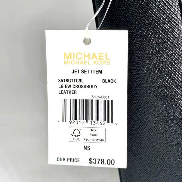 Michael Kors Jet Set Large Signature Logo Crossbody Bag Black/Gold - Picture 8 of 8